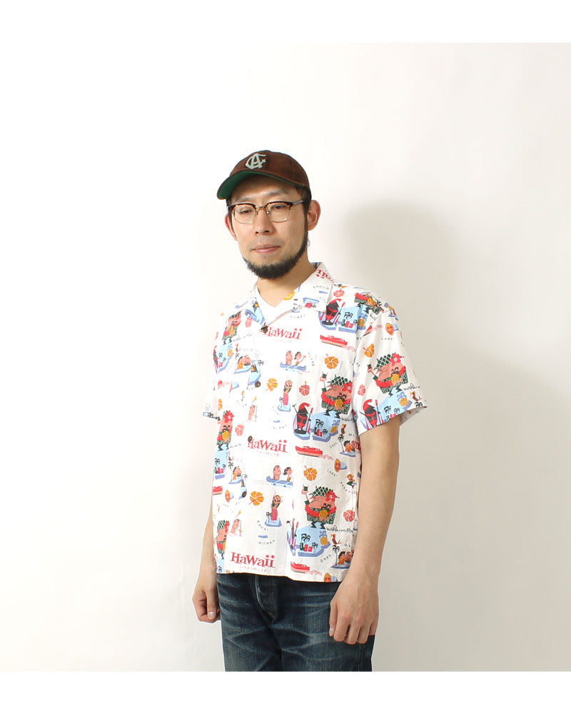 Sun Surf Lot,SS39333 COTTON × LINEN HOPSACK OPEN SHIRT “Let's Go