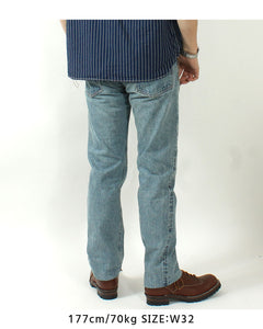 EIGHT-G 15oz Selvedge Denim Tight Straight Jeans Real Distressed Model 602-RD4