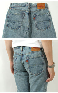 EIGHT-G 15oz Selvedge Denim Tight Straight Jeans Real Distressed Model 602-RD4