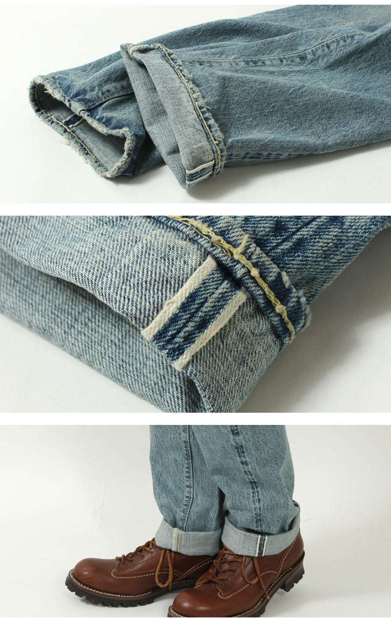 EIGHT-G 15oz Selvedge Denim Tight Straight Jeans Real Distressed Model 602-RD4