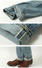 Load image into Gallery viewer, EIGHT-G 15oz Selvedge Denim Tight Straight Jeans Real Distressed Model 602-RD4
