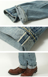 EIGHT-G 15oz Selvedge Denim Tight Straight Jeans Real Distressed Model 602-RD4