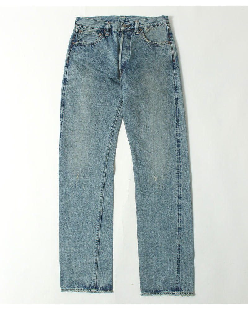 EIGHT-G 15oz Selvedge Denim Tight Straight Jeans Real Distressed Model 602-RD4