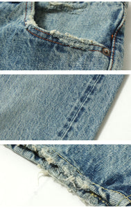 EIGHT-G 15oz Selvedge Denim Tight Straight Jeans Real Distressed Model 602-RD4