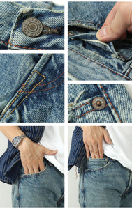 EIGHT-G 15oz Selvedge Denim Tight Straight Jeans Real Distressed Model 602-RD4