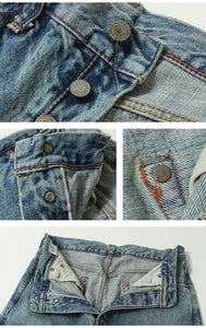 EIGHT-G 15oz Selvedge Denim Tight Straight Jeans Real Distressed Model 602-RD4
