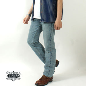 EIGHT-G 15oz Selvedge Denim Tight Straight Jeans Real Distressed Model 602-RD4