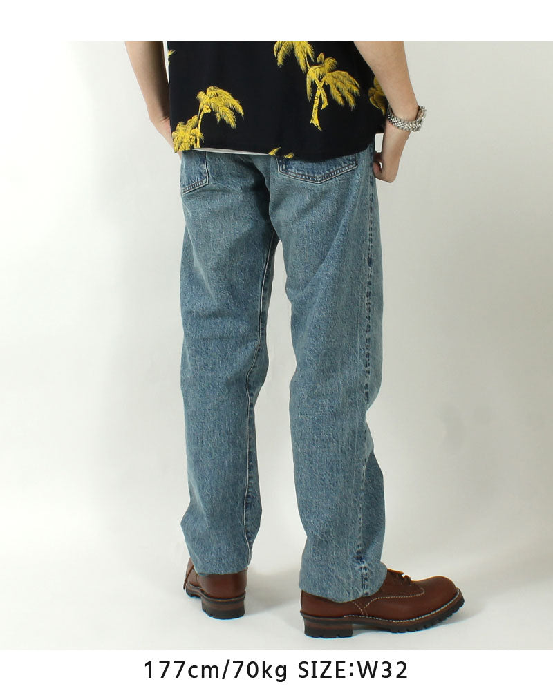 EIGHT-G Rokumaru Series Loose Fit Straight Legs Realistic Distressed Model 605-RD4(40.42inch))