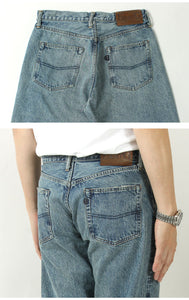 EIGHT-G Rokumaru Series Loose Fit Straight Legs Realistic Distressed Model 605-RD4