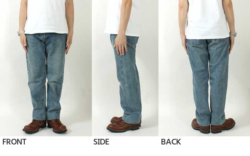EIGHT-G Rokumaru Series Loose Fit Straight Legs Realistic Distressed Model 605-RD4(40.42inch))