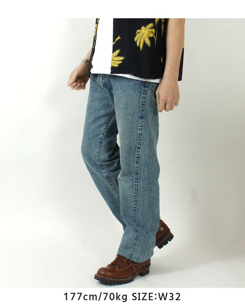 EIGHT-G Rokumaru Series Loose Fit Straight Legs Realistic Distressed Model 605-RD4(40.42inch))
