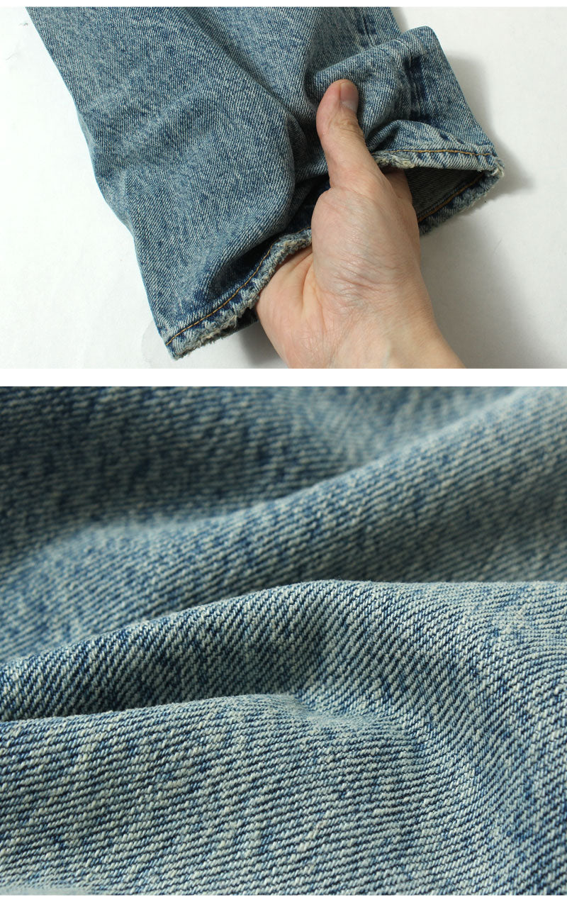 EIGHT-G Rokumaru Series Loose Fit Straight Legs Realistic Distressed Model 605-RD4