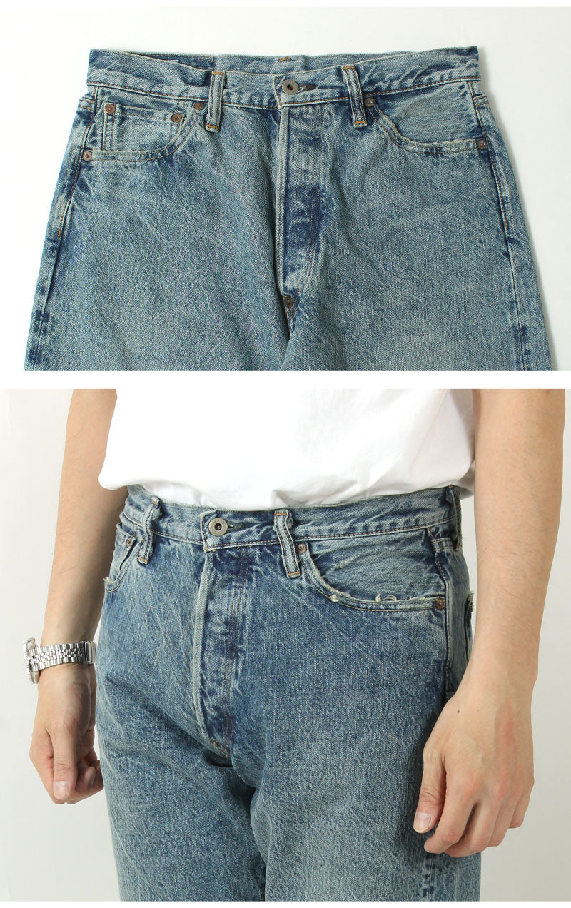 EIGHT-G Rokumaru Series Loose Fit Straight Legs Realistic Distressed Model 605-RD4