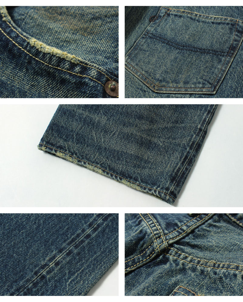 Eight-G Lot,605-RD Vintage Style 15oz Loose Fit Jeans(Weathered)