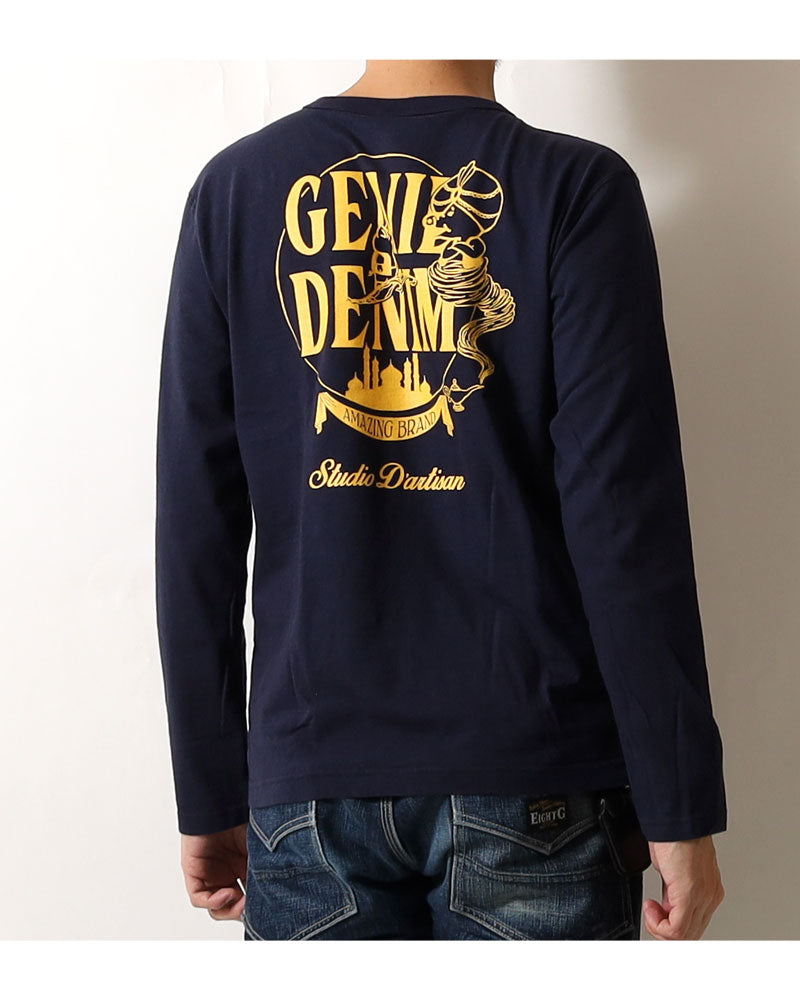 STUDIO D'ARTISAN Printed long-sleeved T-shirt"GENIE DENIM" 8195A