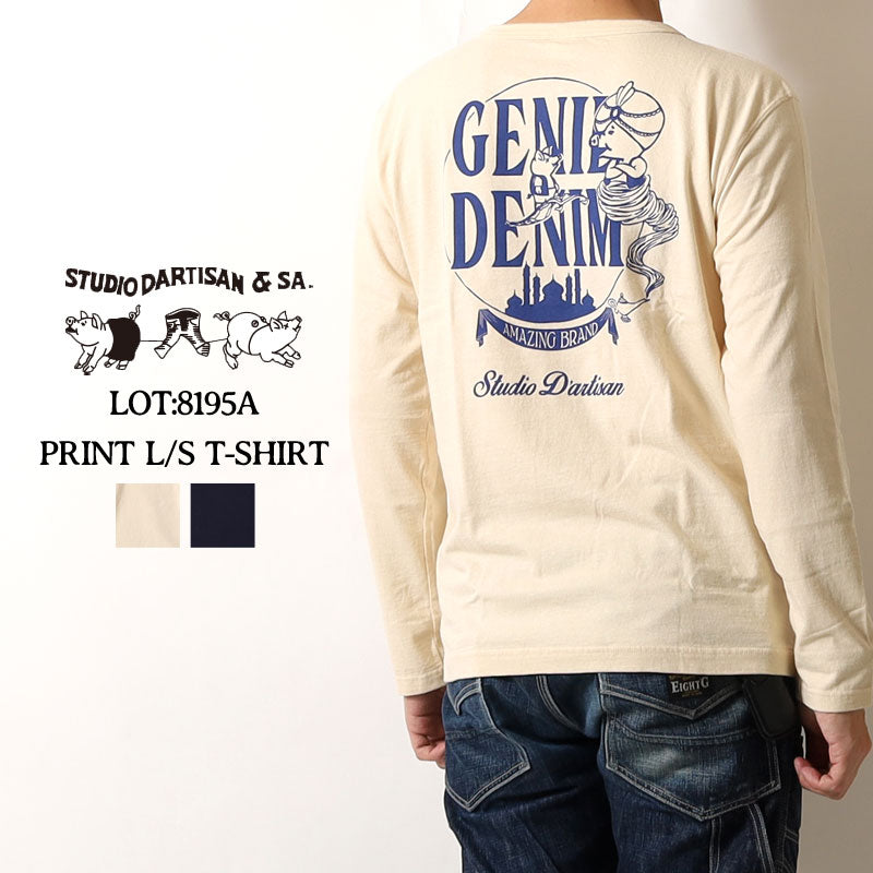 STUDIO D'ARTISAN Printed long-sleeved T-shirt"GENIE DENIM" 8195A