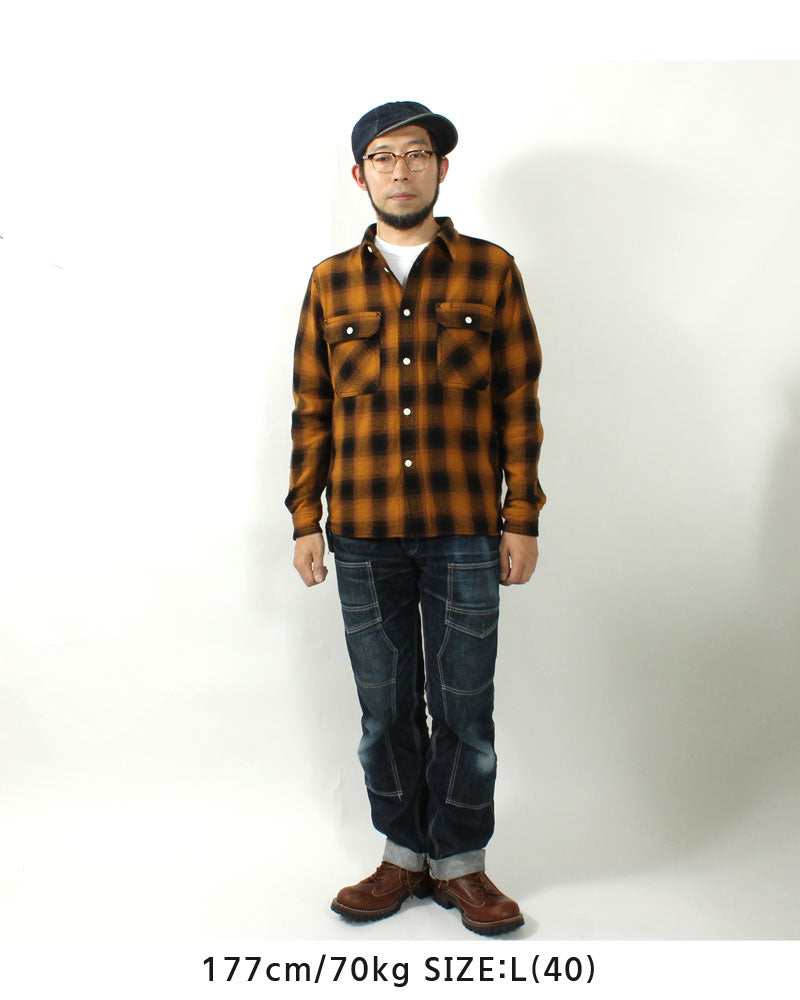 EIGHT-G 8LS-77 Heavy twill flannel work shirt