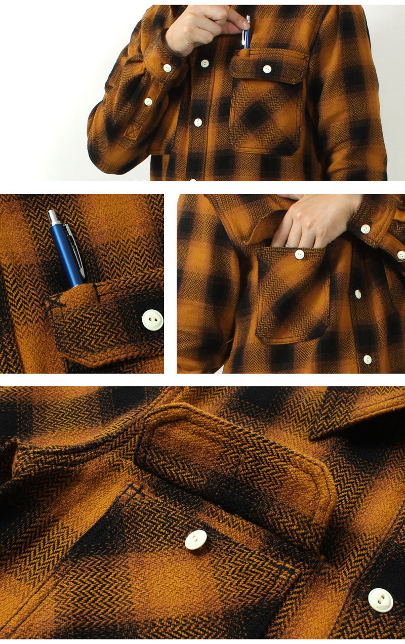 EIGHT-G 8LS-77 Heavy twill flannel work shirt