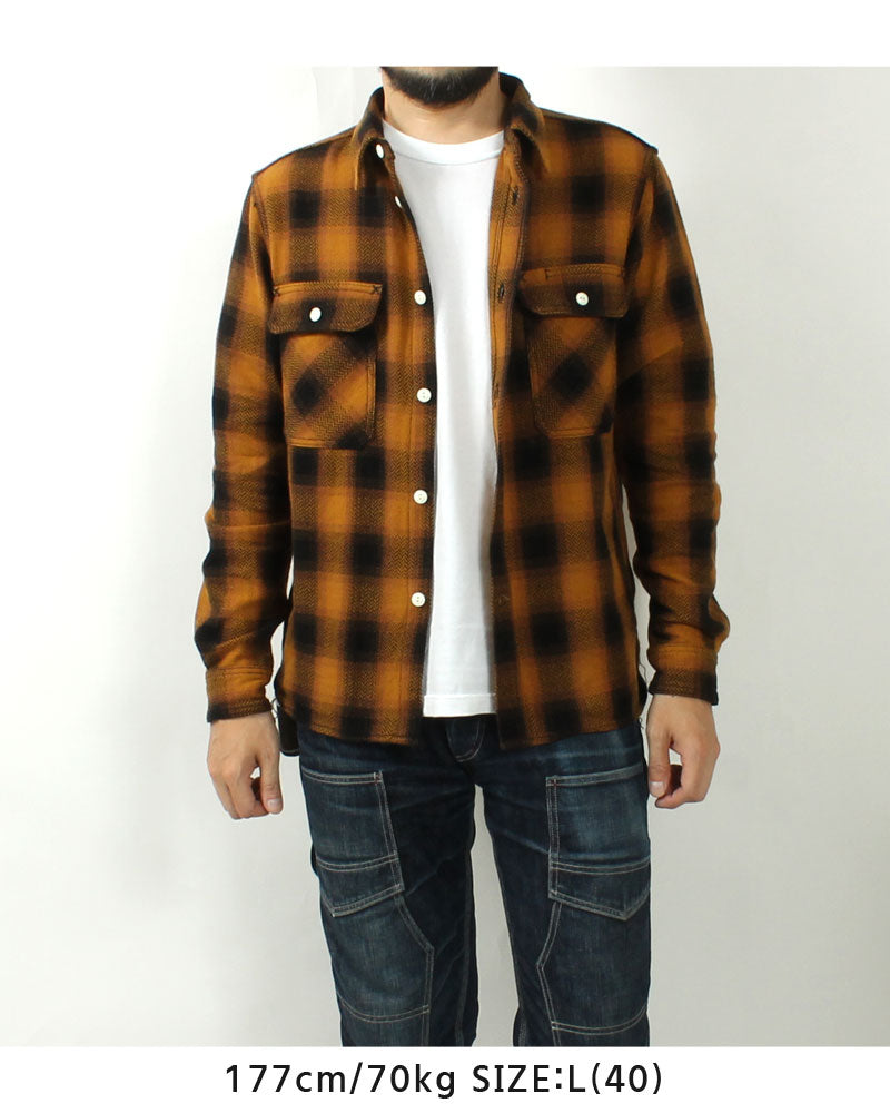 EIGHT-G 8LS-77 Heavy twill flannel work shirt