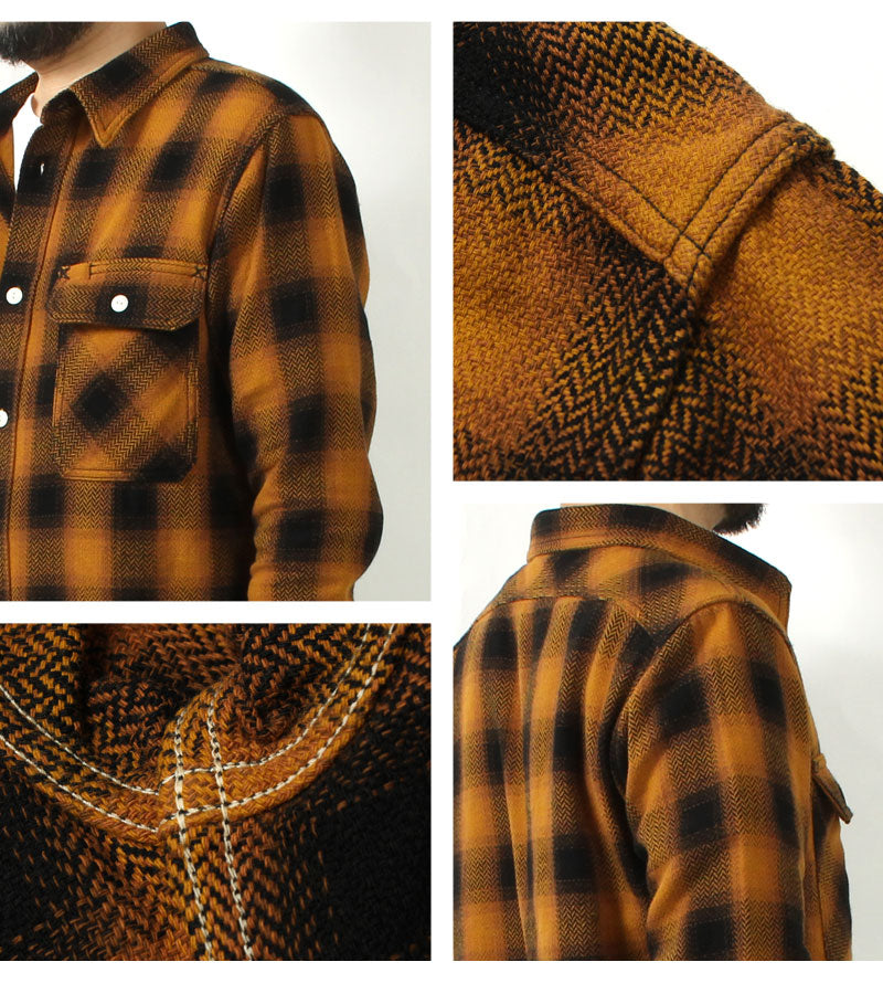 EIGHT-G 8LS-77 Heavy twill flannel work shirt