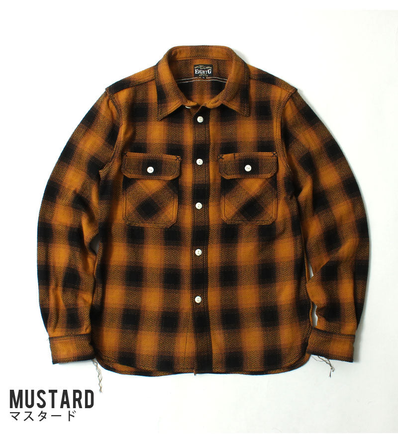 EIGHT-G 8LS-77 Heavy twill flannel work shirt