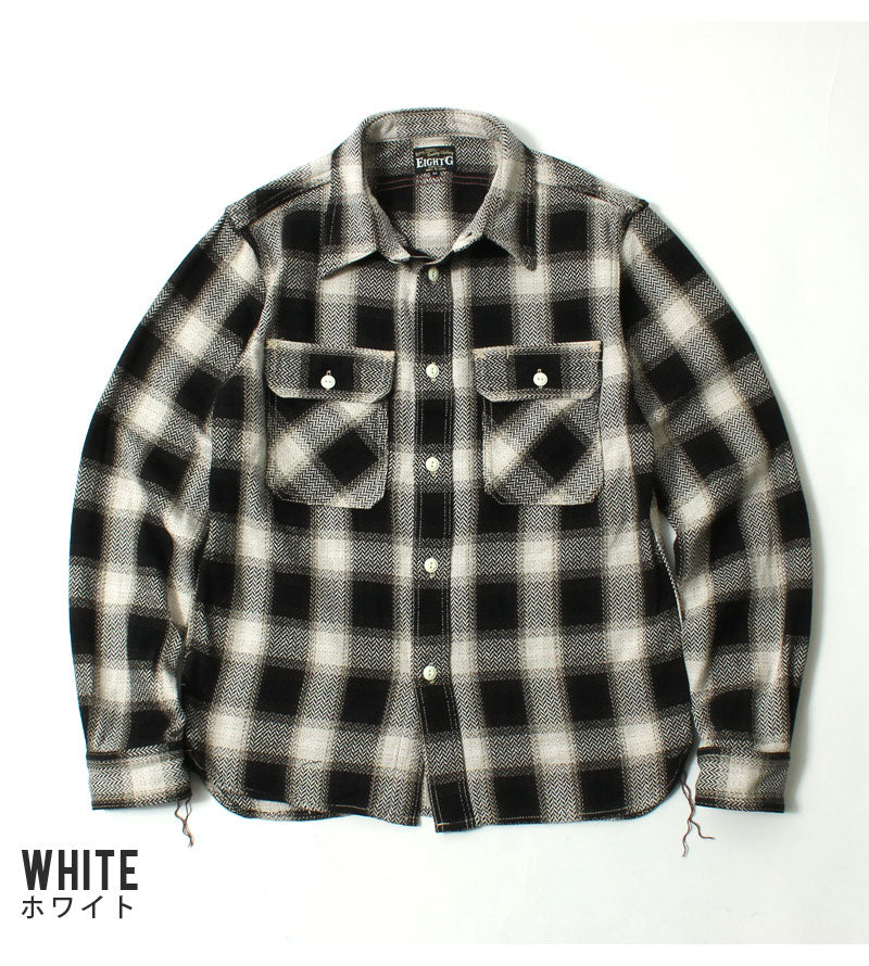 EIGHT-G 8LS-77 Heavy twill flannel work shirt
