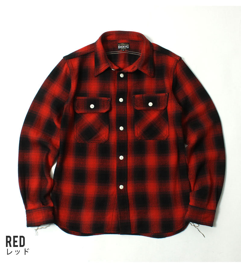 EIGHT-G 8LS-77 Heavy twill flannel work shirt