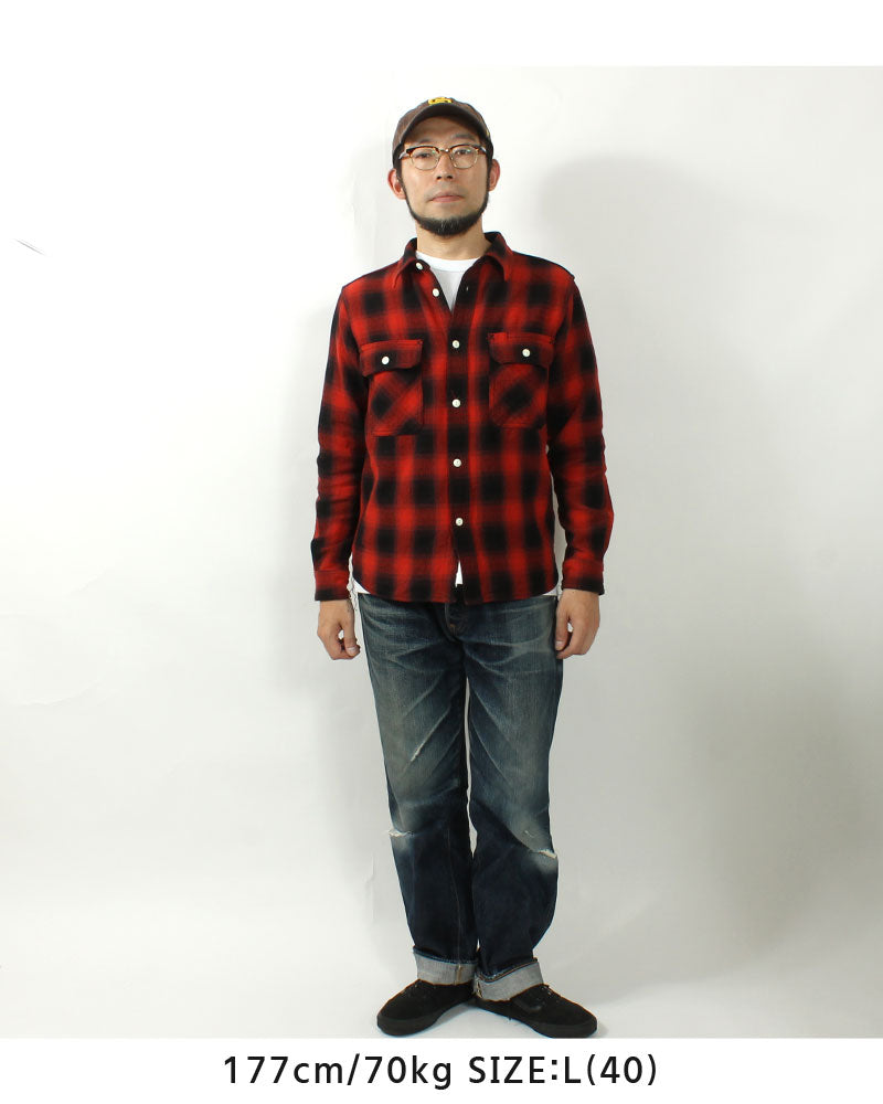 EIGHT-G 8LS-77 Heavy twill flannel work shirt