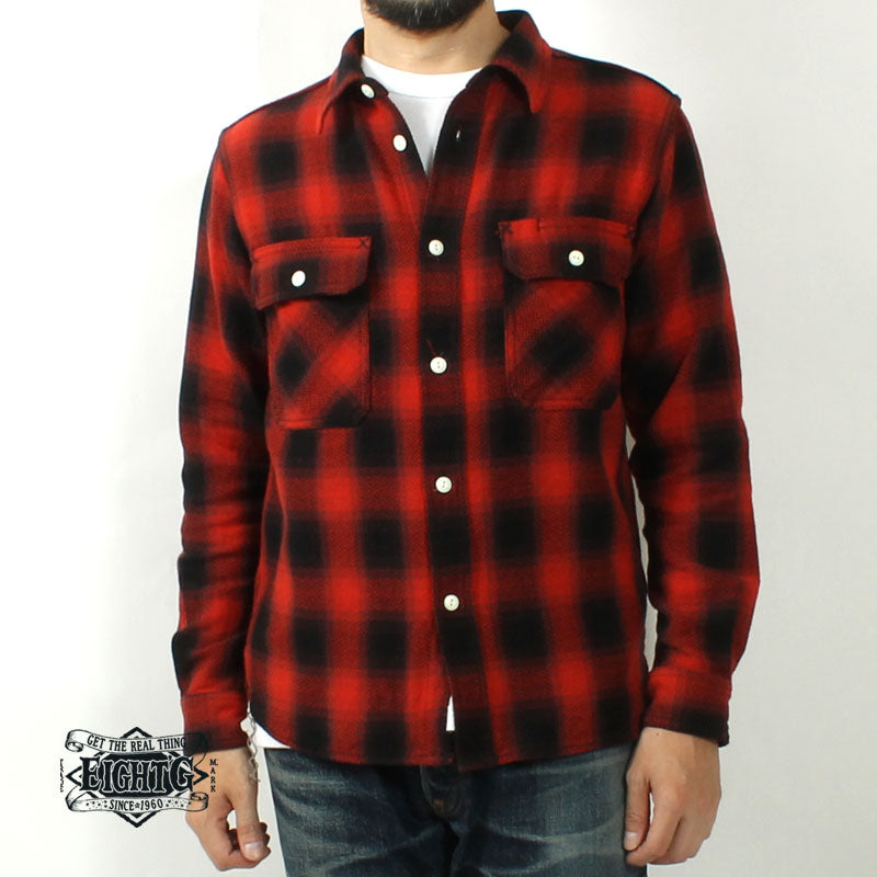 EIGHT-G 8LS-77 Heavy twill flannel work shirt