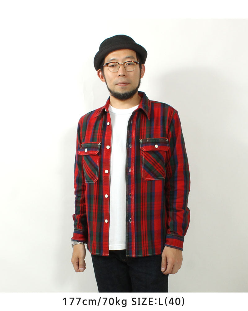 EIGHT-G  8LS-78 Heavy twill flannel work shirt