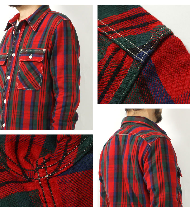 EIGHT-G  8LS-78 Heavy twill flannel work shirt