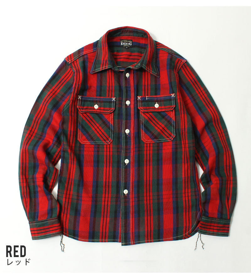 EIGHT-G  8LS-78 Heavy twill flannel work shirt