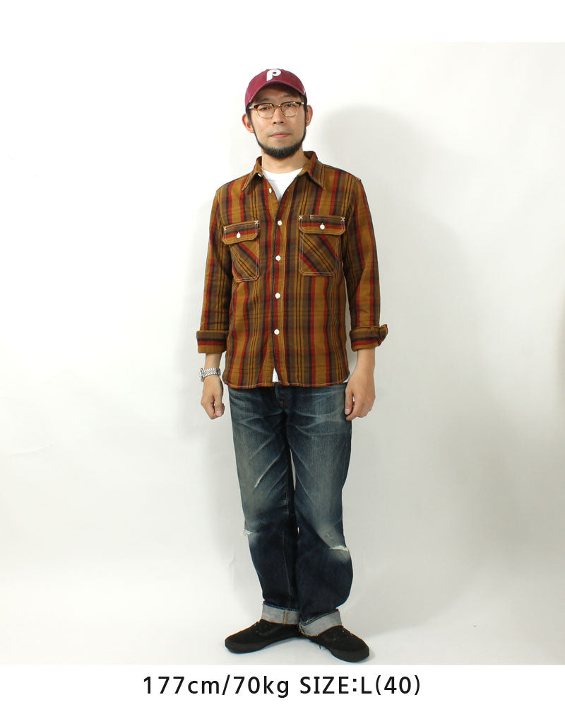 EIGHT-G  8LS-78 Heavy twill flannel work shirt
