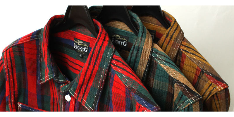 EIGHT-G  8LS-78 Heavy twill flannel work shirt
