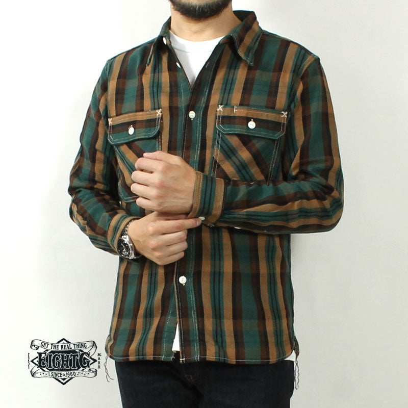 EIGHT-G  8LS-78 Heavy twill flannel work shirt