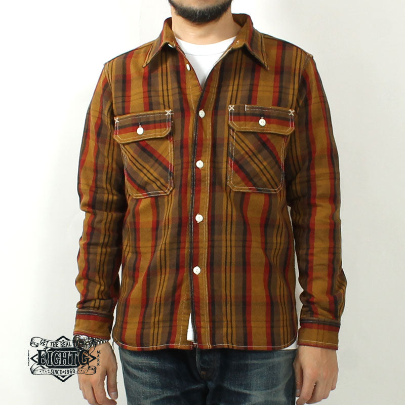 EIGHT-G  8LS-78 Heavy twill flannel work shirt