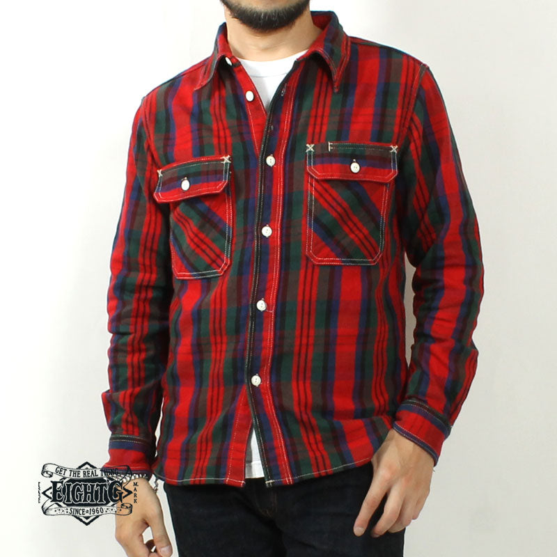 EIGHT-G  8LS-78 Heavy twill flannel work shirt