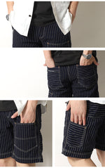 Load image into Gallery viewer, Eight-G Lot.8SP-16 11oz WABASH STRIPE WORK SHORT PANTS
