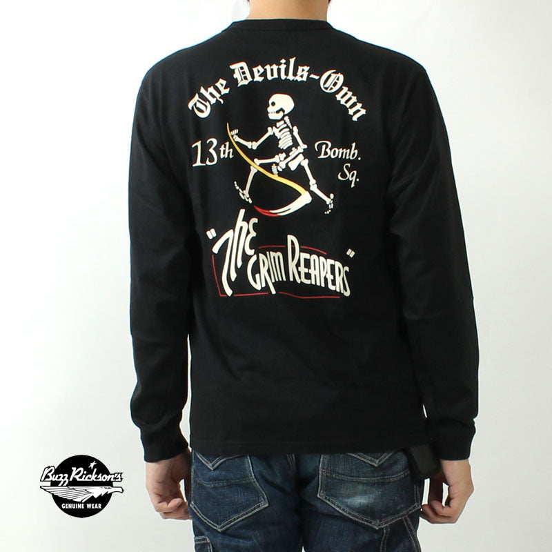 BUZZ RICKSON'S BR69628  L/S T-SHIRT "13th BOMB.SQ. THE GRIM PEAPERS"