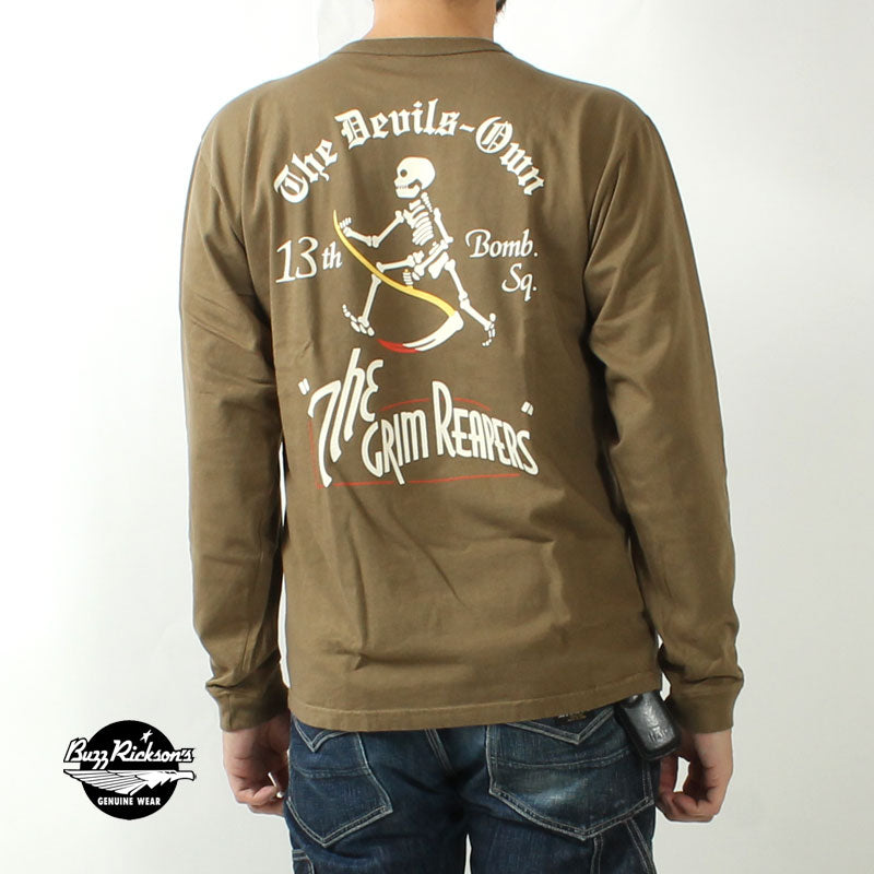 BUZZ RICKSON'S BR69628  L/S T-SHIRT "13th BOMB.SQ. THE GRIM PEAPERS"