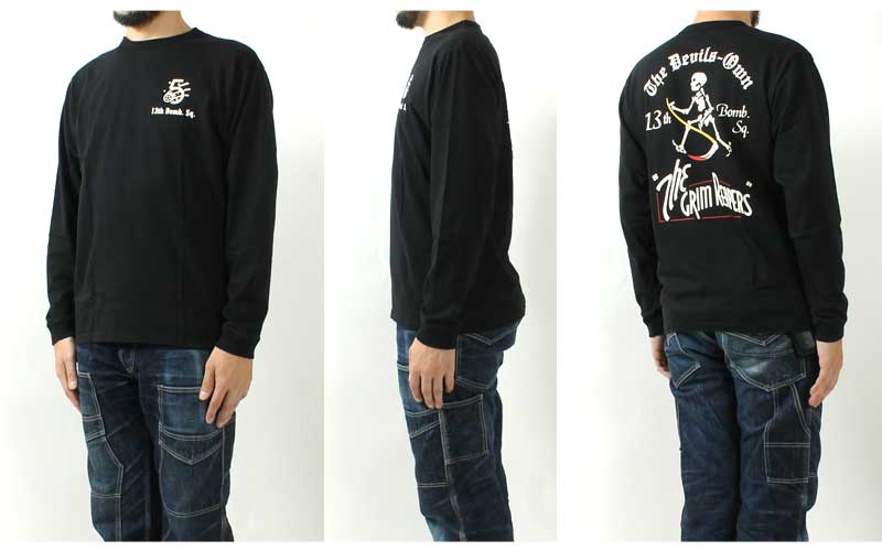 BUZZ RICKSON'S BR69628  L/S T-SHIRT "13th BOMB.SQ. THE GRIM PEAPERS"