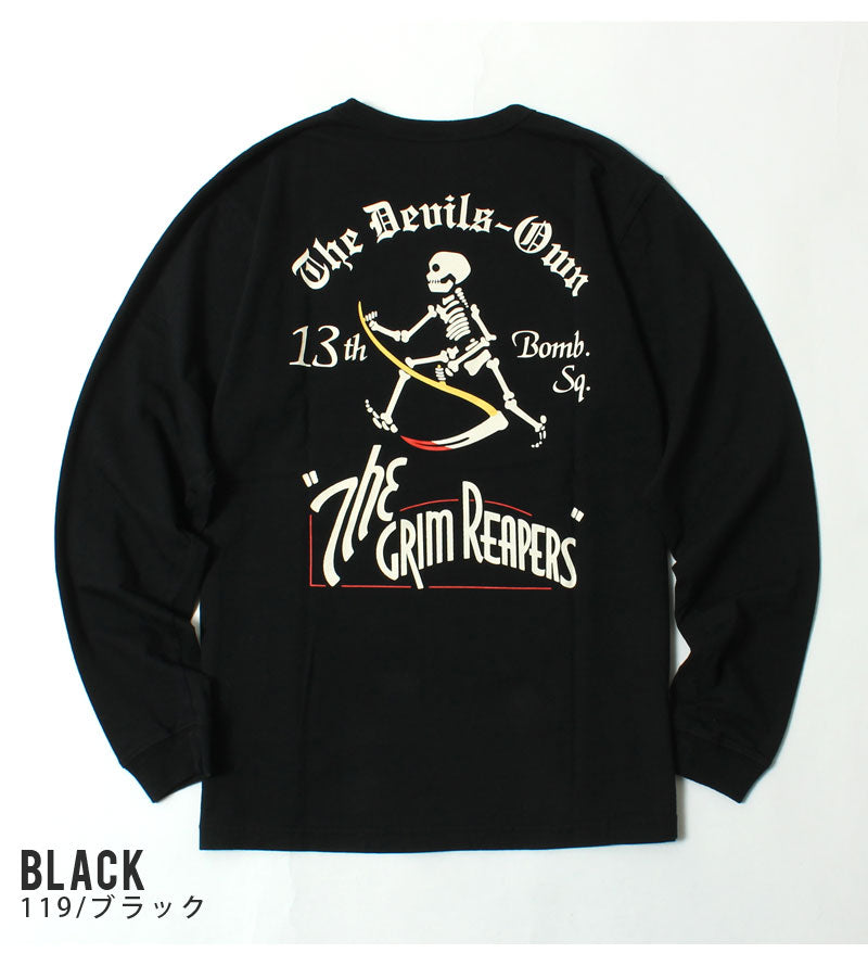 BUZZ RICKSON'S BR69628  L/S T-SHIRT "13th BOMB.SQ. THE GRIM PEAPERS"