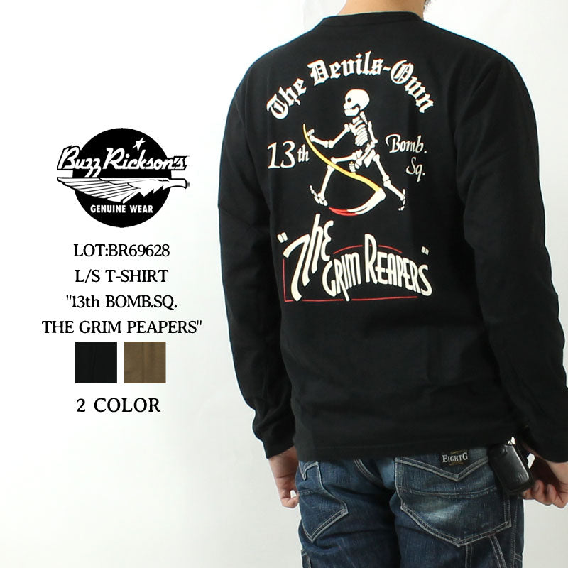 BUZZ RICKSON'S BR69628  L/S T-SHIRT "13th BOMB.SQ. THE GRIM PEAPERS"