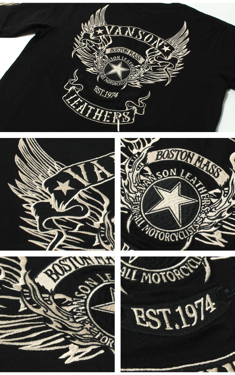 VANSON NVLT-2507 Flying Star Embroidered Jersey Long Sleeve T-Shirt