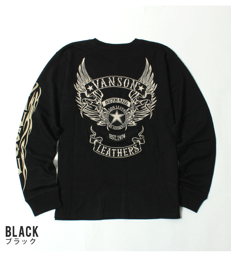 VANSON NVLT-2507 Flying Star Embroidered Jersey Long Sleeve T-Shirt