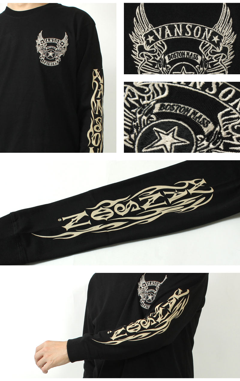 VANSON NVLT-2507 Flying Star Embroidered Jersey Long Sleeve T-Shirt