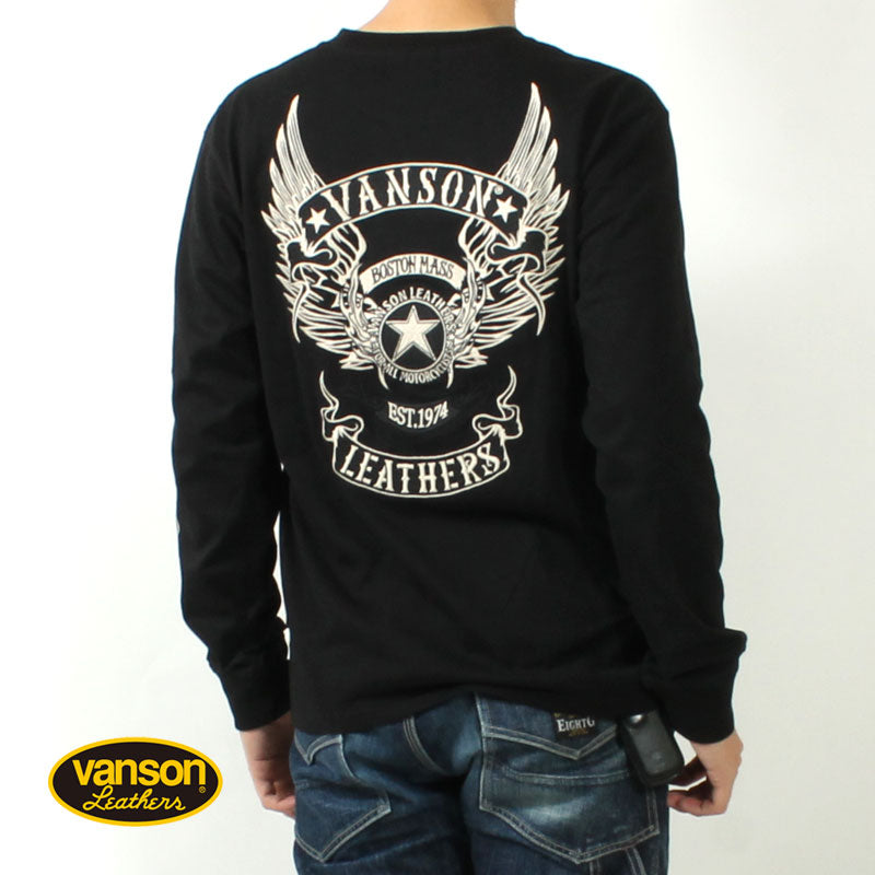 VANSON NVLT-2507 Flying Star Embroidered Jersey Long Sleeve T-Shirt