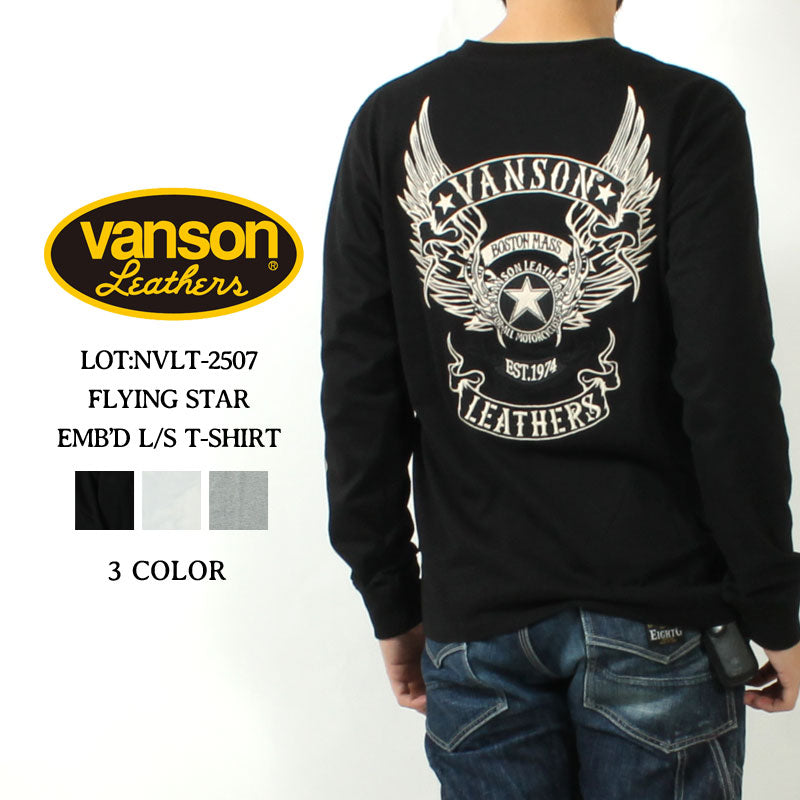 VANSON NVLT-2507 Flying Star Embroidered Jersey Long Sleeve T-Shirt
