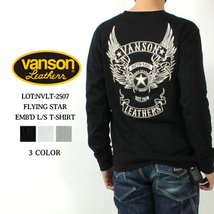 VANSON NVLT-2507 Flying Star Embroidered Jersey Long Sleeve T-Shirt