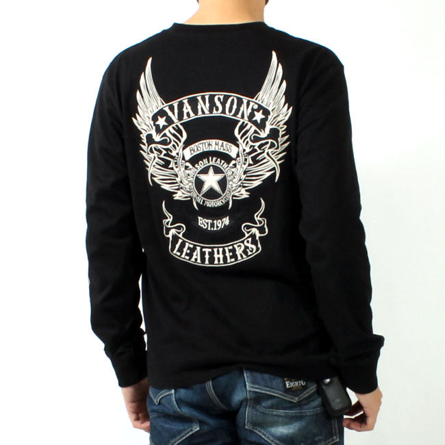 VANSON NVLT-2507 Flying Star Embroidered Jersey Long Sleeve T-Shirt